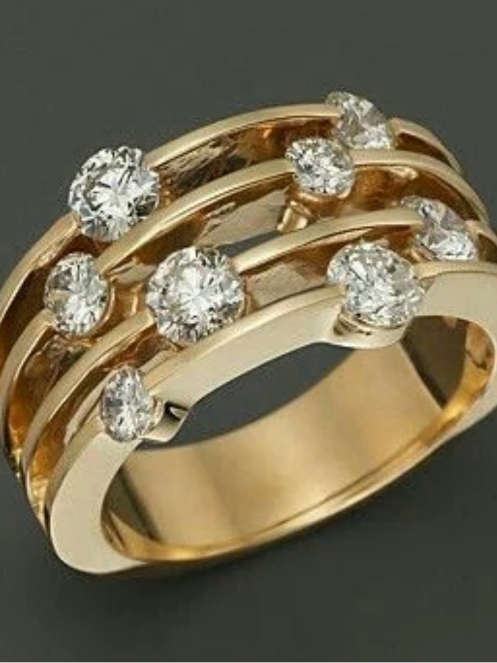 Golden Layered zirconia Multi-Band Accent Ring
